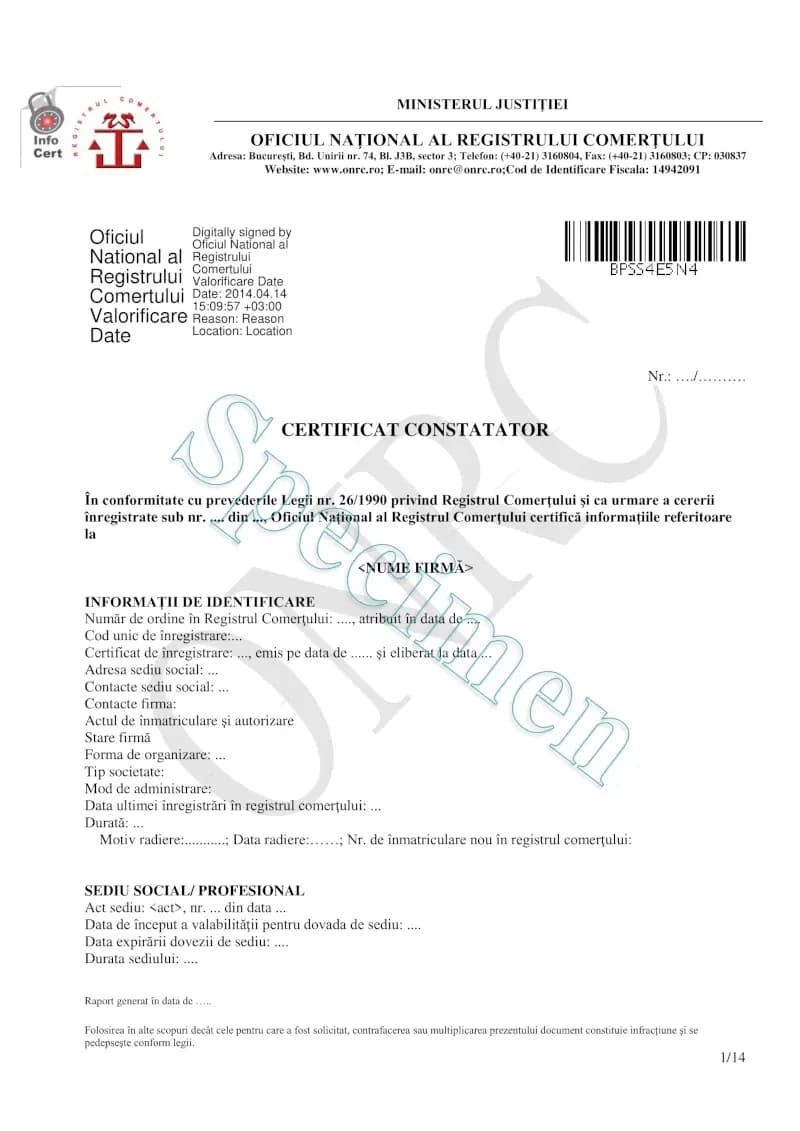Certificat constatator