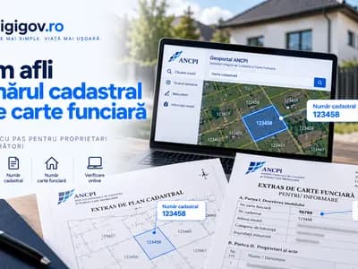 Extras de carte funciară cu numărul cadastral și numărul de carte funciară marcate