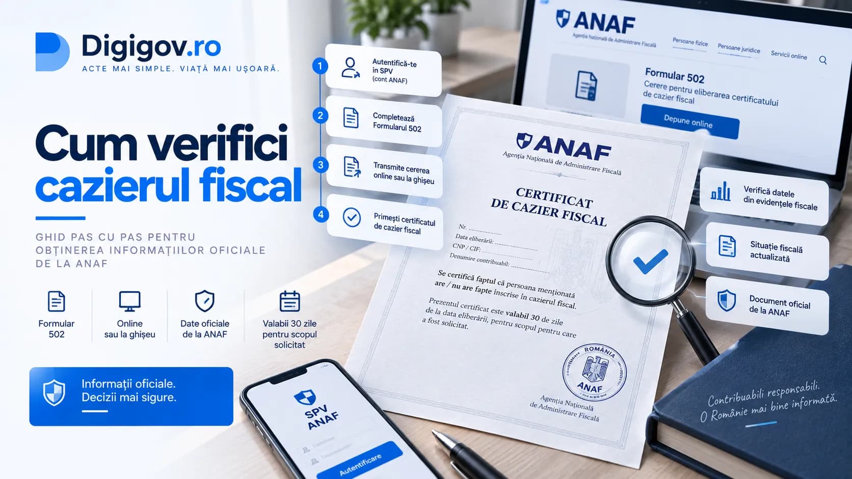 Verificarea cazierului fiscal pe site-ul ANAF, cu numărul de înregistrare al documentului